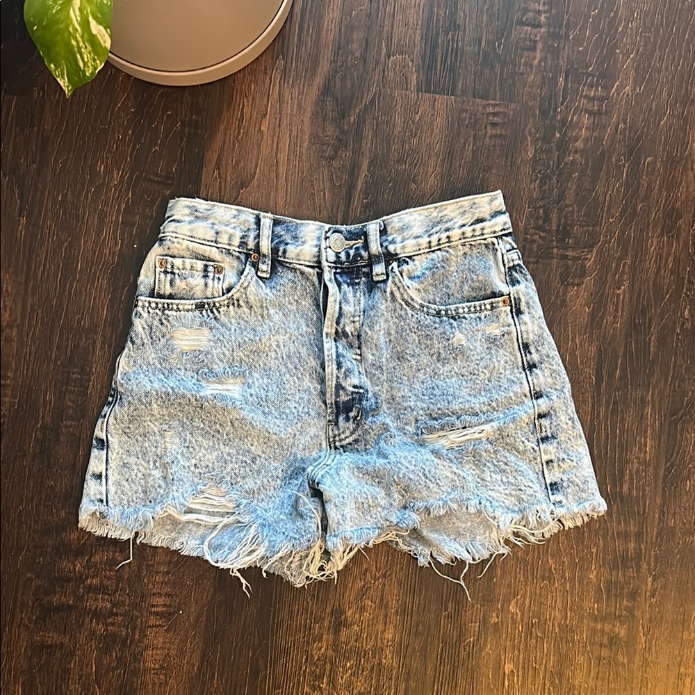 PacSun Blue Distressed Ultra Hugh Rise Jean Shorts